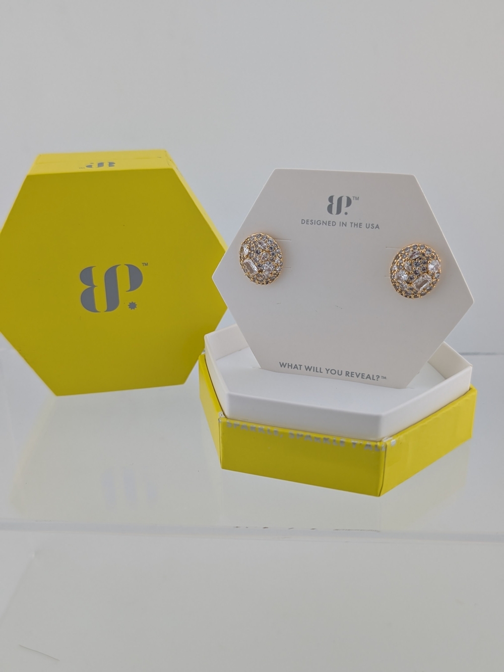 BP Gold Crystal Pavé Stud Earrings